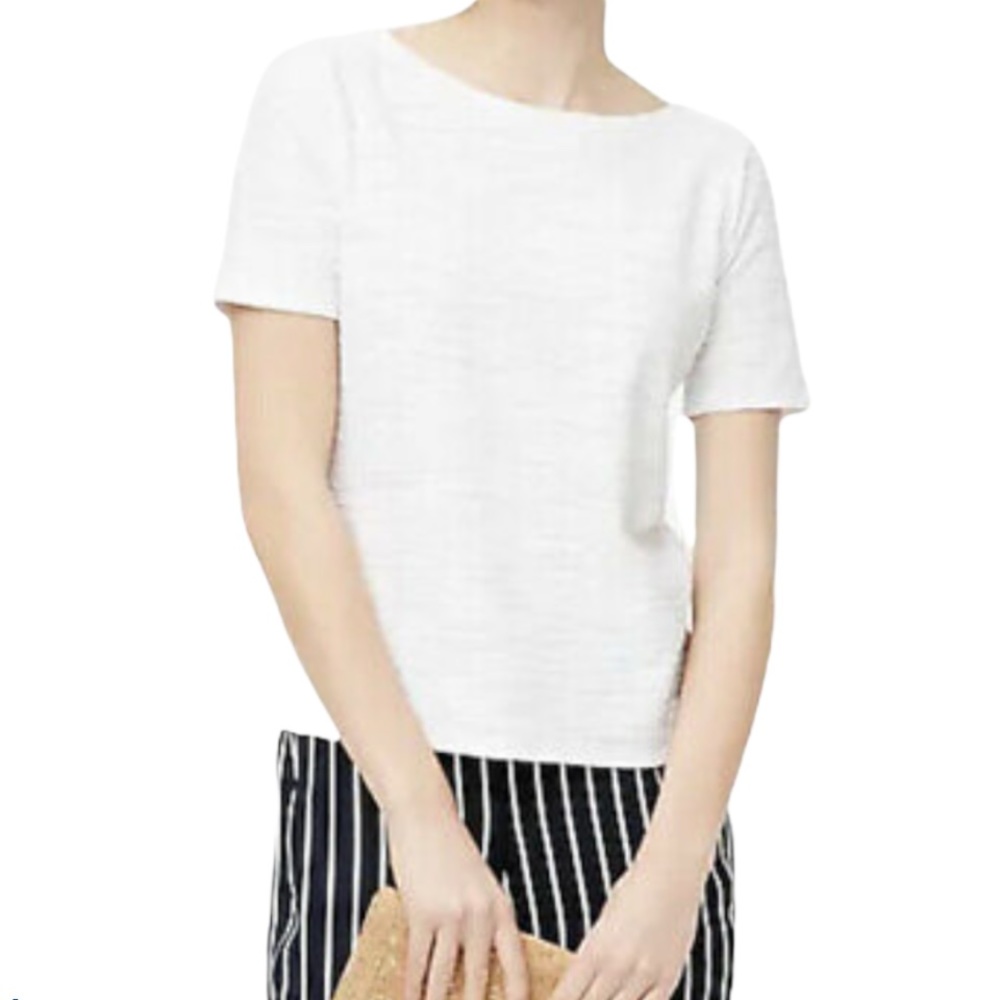 NWT J. Crew Factory Crinkle Open Neck Tee White